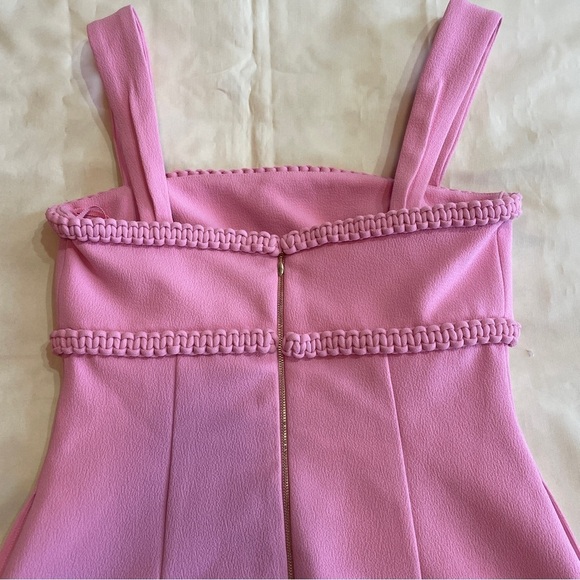 Rebecca Vallance- Pink Square Neck Braid Detail Rochelle Mini Dress Size 6 - Picture 9 of 12